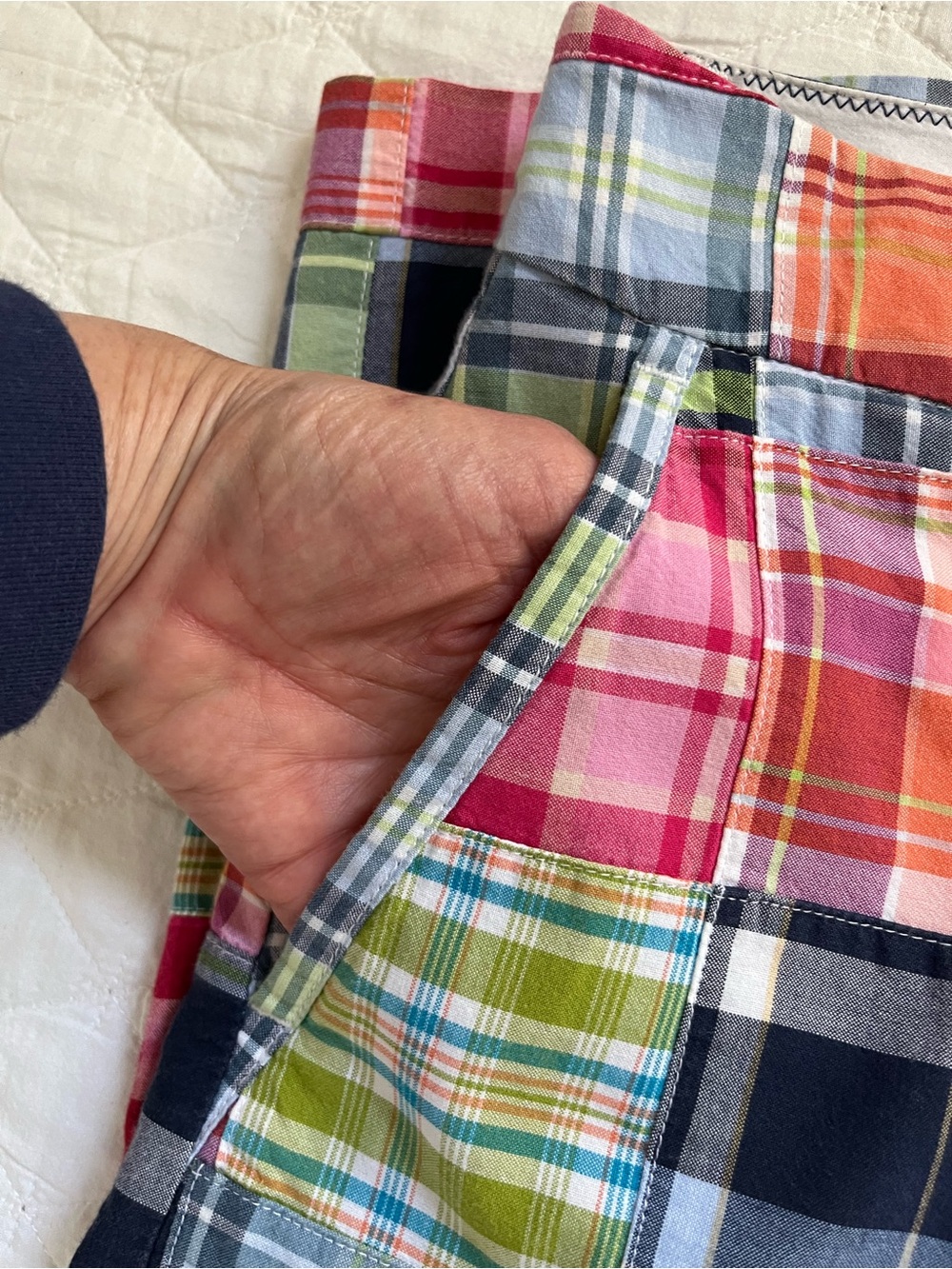 L. L. Bean Multicolor Patchwork Madras Women's Skirt - Picture 2 of 6